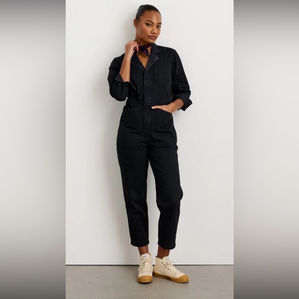 Alex Mill women’s Black Button Jumpsuit in Herringbone Size Medium